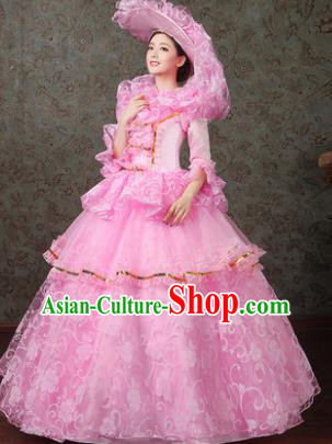 Custom Western Vintage Fashion Drama Performance Pink Dress Europe Countess Clothing European Court Full Dress