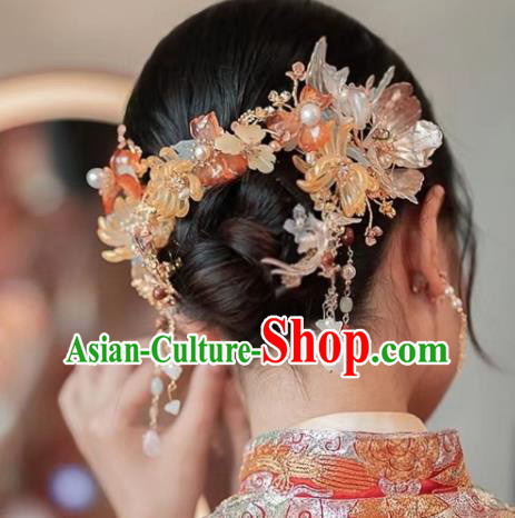 Chinese Handmade Hairpins Classical Wedding Hair Accessories Ancient Bride Hair Sticks Xiuhe Suits Headpieces