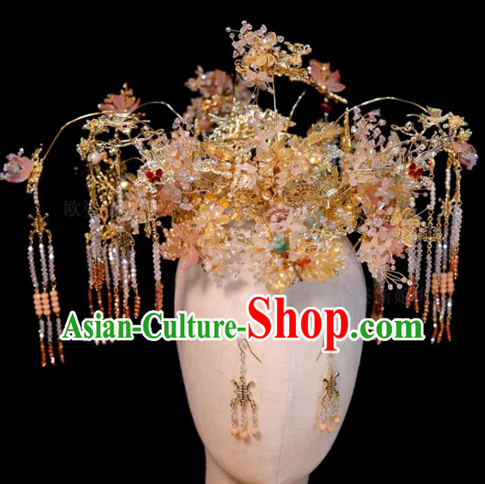 Chinese Xiuhe Suits Headpieces Handmade Hairpins Classical Wedding Hair Accessories Ancient Bride Phoenix Coronet