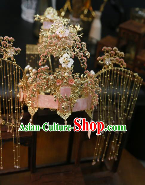 Chinese Wedding Phoenix Coronet Classical Headpieces Handmade Hair Accessories Ancient Bride Deluxe Tassel Hair Crown