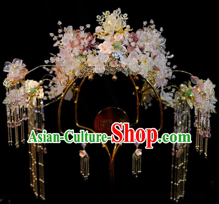 Chinese Classical Hair Crown Handmade Wedding Headpieces Xiuhe Suits Hair Accessories Ancient Bride Phoenix Coronet