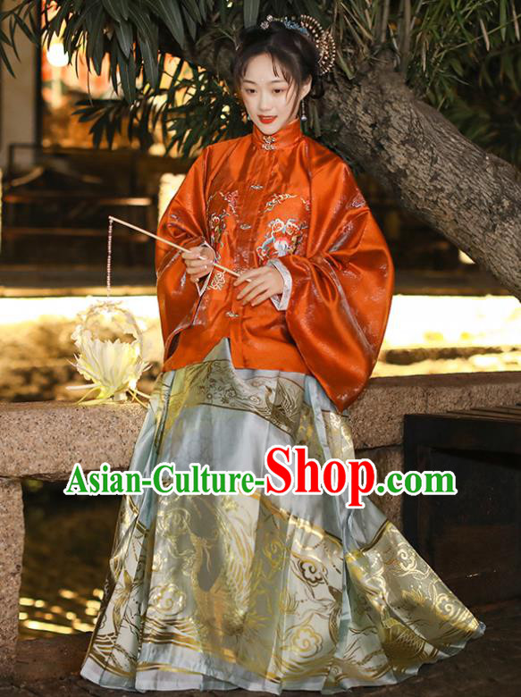 China Ancient Patrician Lady Hanfu Dress Ming Dynasty Princess Embroidered Costumes Traditional Female Historical Clothing