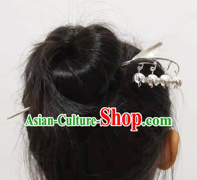 Chinese Classical Hair Stick Cheongsam Headpiece Traditional Hair Accessories Handmade Silver Convallaria Hairpin