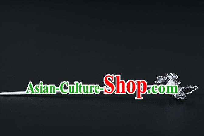 Chinese Traditional Hair Accessories Handmade Silver Hairpin Classical Carving Cloud Hair Stick Cheongsam Headpiece