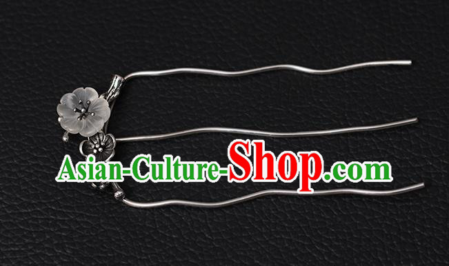 Chinese Traditional Hair Jewelry Classical Silver Hair Comb Cheongsam Accessories Headpiece Handmade Crystal Sakura Hairpin