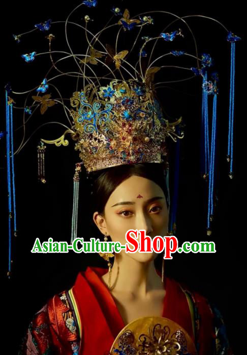 Custom China Catwalks Headdress Wedding Hair Accessories Stage Show Giant Hair Crown Opera Deluxe Cloisonne Phoenix Coronet