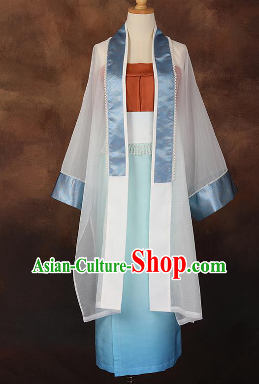 China Ancient Young Beauty Hanfu Dresses Song Dynasty Civilian Female Garment Costumes Traditional Historical Clothing