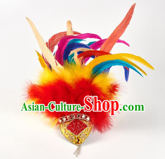 Professional Folk Dance Colorful Feather Hair Stick Girl Stage Performance Hair Crown Classical Dance Hair Accessories
