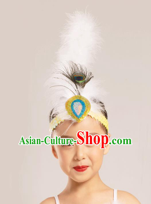 Professional China Girl Peacock Dance Hair Crown Dai Nationality Dance Hair Accessories Yunnan Ethnic Dance Feather Headdress