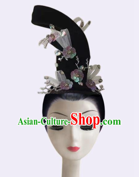Handmade Chinese Classical Dance Hair Accessories Flying Apsaras Dance Headpieces Beauty Dance Wigs Chignon