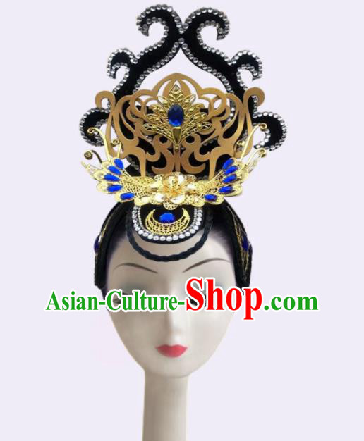 Handmade Chinese Court Dance Hair Accessories Stage Performance Hairpieces Classical Dance Wigs Chignon