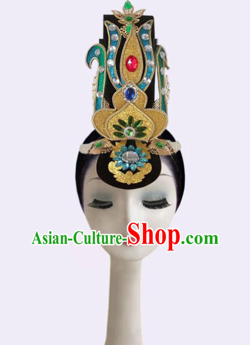 Handmade Chinese Flying Fairy Dance Hairpieces Classical Dance Wigs Chignon Woman Lute Dance Hair Accessories