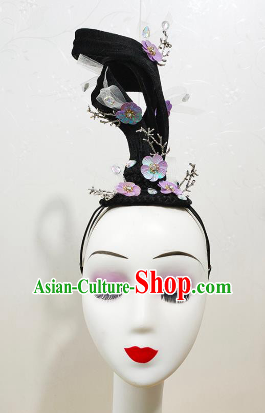 Chinese Woman Fan Dance Hair Accessories Goddess Dance Hairpieces Classical Dance Performance Wigs Chignon