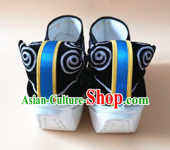 Chinese Peking Opera Shoes Male Shoes Beijing Opera Xiaosheng Shoes Handmade Scholar Blue Shoes