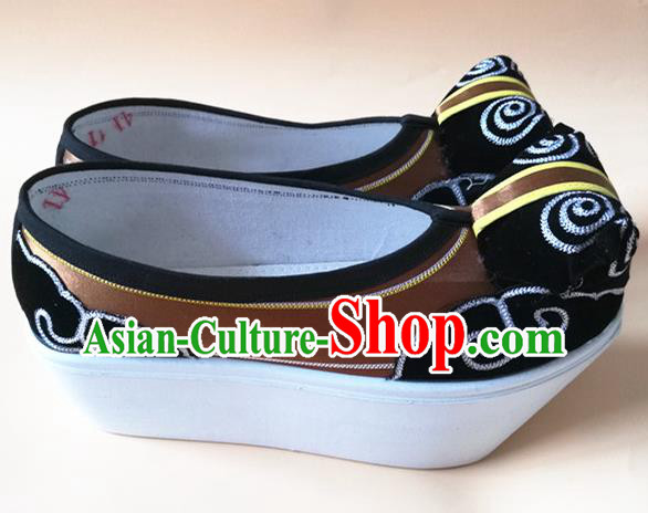 Chinese Handmade Scholar Brown Satin Shoes Peking Opera Shoes Male Shoes Beijing Opera Xiaosheng Shoes