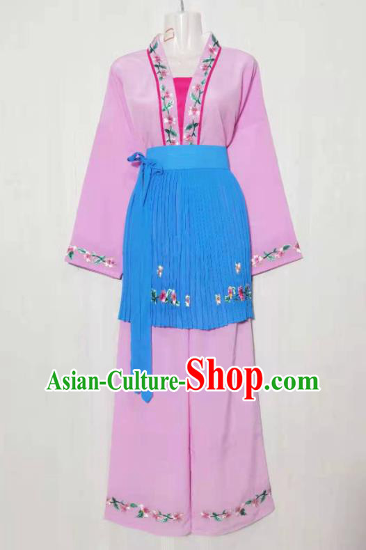 China Peking Opera Village Girl Pink Dress Uniforms Beijing Opera Actress Dress Garments Ancient Country Lady Clothing