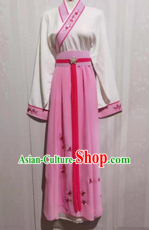 China Beijing Opera Xiaodan Garment Costumes Ancient Servant Girl Clothing Peking Opera Maid Lady Pink Dress Uniforms