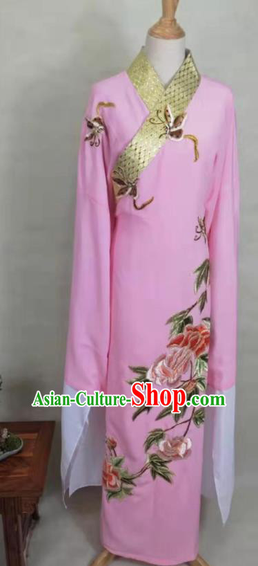 Chinese Beijing Opera Xiaosheng Clothing Ancient Scholar Garment Costume Peking Opera Niche Liang Shanbo Embroidered Pink Robe