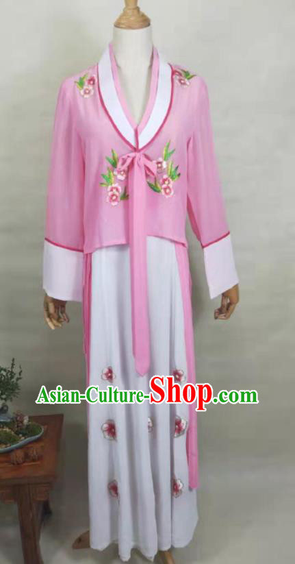 China Beijing Opera Actress Pink Dress Uniforms Ancient Young Lady Clothing Peking Opera Hua Tan Costumes