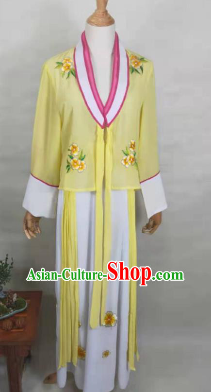China Peking Opera Hua Tan Costumes Beijing Opera Actress Yellow Dress Uniforms Ancient Young Lady Clothing