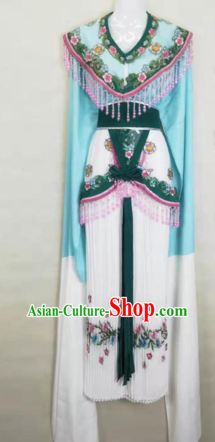 China Peking Opera Actress Costumes Beijing Opera Hua Tan Green Dress Shaoxing Opera Noble Lady Uniforms Ancient Princess Clothing