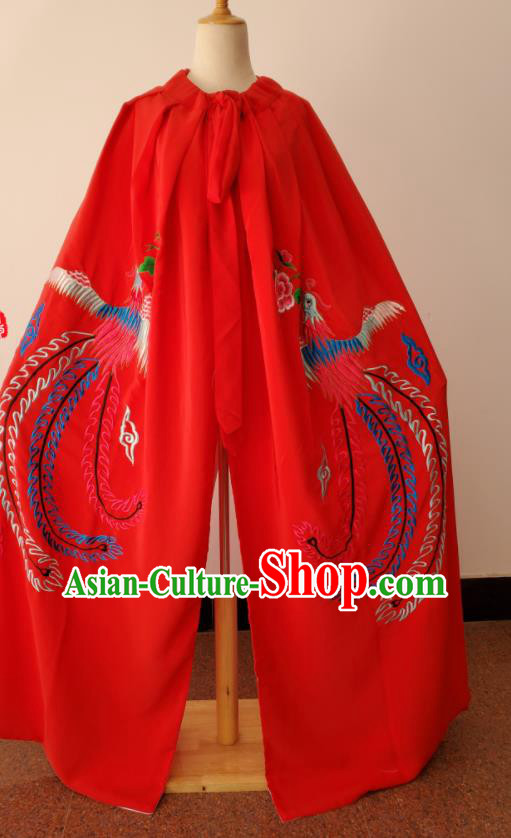 China Beijing Opera Diva Cape Shaoxing Opera Empress Costume Ancient Princess Clothing Peking Opera Embroidered Phoenix Red Mantle