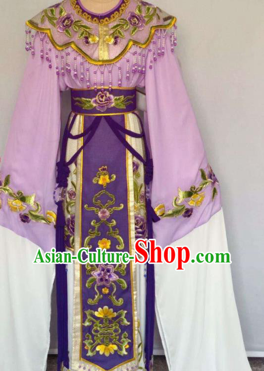 China Beijing Opera Hua Tan Costume Huangmei Opera Fairy Uniforms Ancient Noble Lady Clothing Peking Opera Diva Purple Dress