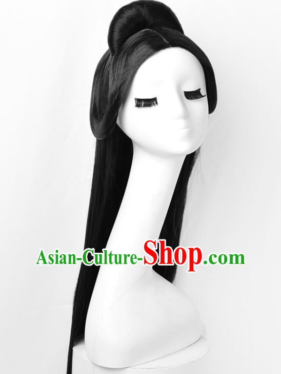 Chinese Ancient Princess Headdress Jin Dynasty Palace Lady Hairpieces Traditional Hanfu Dance Wigs Chignon