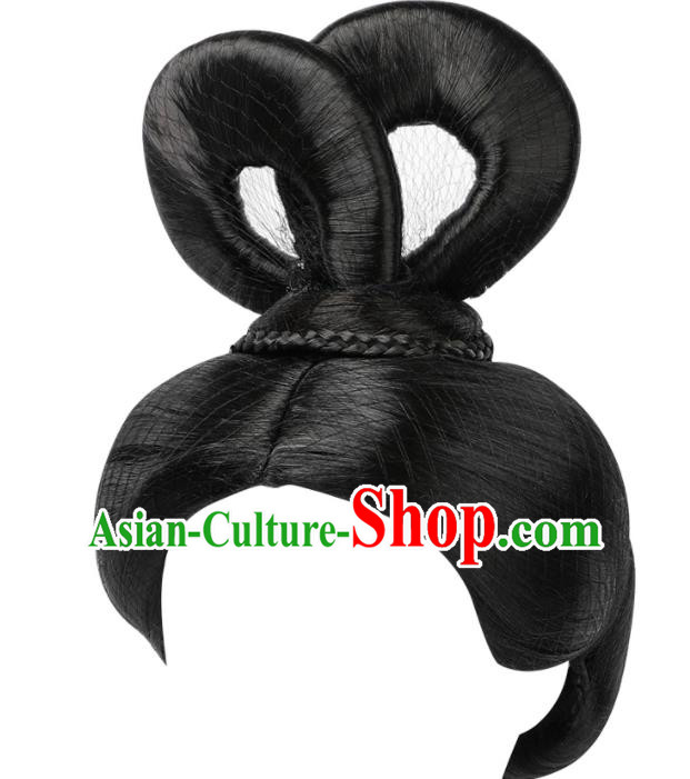 Chinese Traditional Hanfu Wigs Chignon Ancient Goddess Headdress Tang Dynasty Imperial Concubine Hairpieces