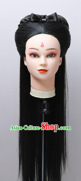 Chinese Ancient Swordswoman Headdress Song Dynasty Young Lady Hairpieces Traditional Drama The Return of the Condor Heroes Liu Yifei Wigs Chignon
