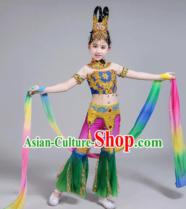 China Flying Dance Clothing Dunhuang Apsaras Dance Dress Children Classical Dance Costumes Girl Stage Performance Dancewear