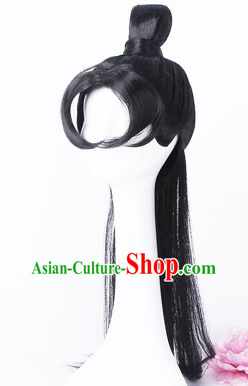 Chinese Traditional Cosplay Knight Headdress Ancient Young Swordsman Hairpieces Handmade Ming Dynasty Childe Wigs
