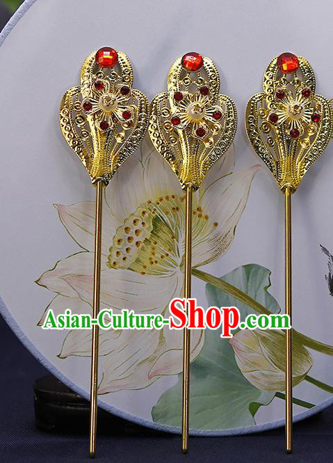 Chinese Ancient Empress Golden Hair Stick Tang Dynasty Court Woman Hairpin Traditional Hanfu Hair Accessories