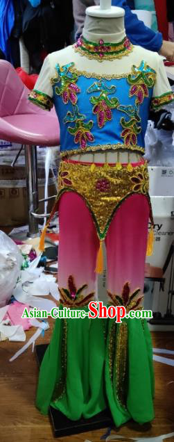 Chinese Classical Dance Green Outfits Girl Fairy Dance Dress Flying Apsaras Dance Clothing Children Performance Uniforms