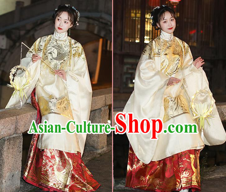 China Ancient Patrician Woman Garment Costumes Ming Dynasty Historical Clothing Traditional Hanfu Dresses