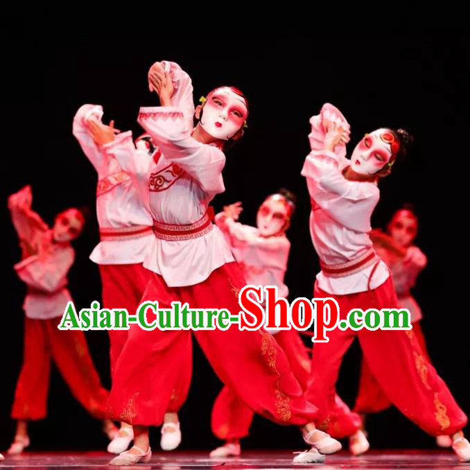 China Children Classical Dance Costumes Stage Performance Dancewear Opera Dance Clothing Facial Makeup Dance Outfits