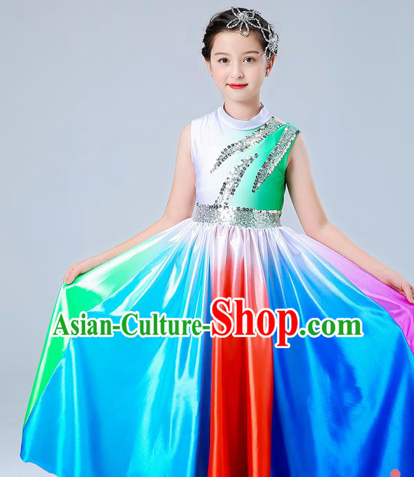 Professional Stage Performance Colorful Dress Opening Dance Costume Girl Modern Dance Clothing Chorus Group Fashion