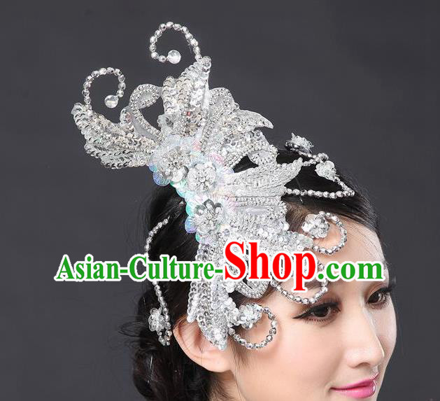 China Yangge Dance Hair Accessories Yangko Dance Argent Hair Stick Woman Folk Dance Headpiece