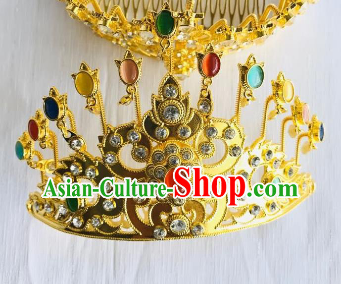 Handmade Chinese Yunnan Minority Folk Dance Hair Crown Ethnic Wedding Hair Accessories Dai Nationality Traditional Headdress