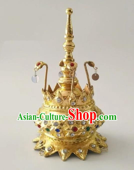 Handmade Chinese Dai Nationality Wedding Headdress Yunnan Minority Folk Dance Hair Crown Ethnic Queen Hair Accessories