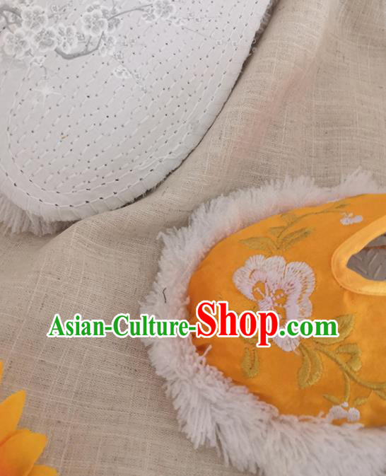 Chinese Handmade Embroidery Shoes Woman Strong Cloth Slippers National Yellow Satin Shoes