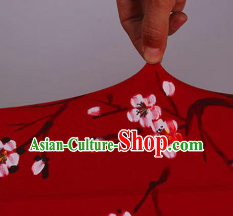 China Classical Red Cloth Lamp Traditional Festival Hanging Lanterns Hand Painting Plum Blossom Lantern
