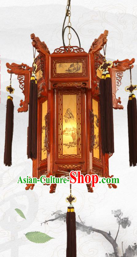 China Handmade Wood Carving Dragon Heads Lantern Classical Trotting Horse Lamp Traditional Festival Palace Lanterns