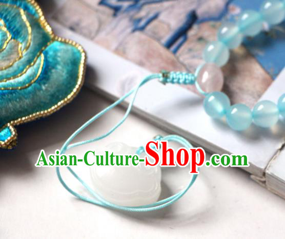Handmade China Embroidered Blue Rose Necklet Classical Pearls Tassel Necklace Accessories