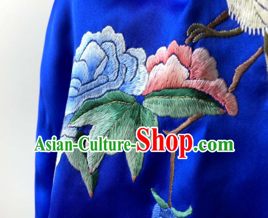 Chinese National Woman Undergarment Traditional Cheongsam Royalblue Silk Bellyband Clothing Suzhou Embroidered Peony Stomachers