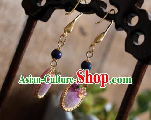 China Handmade Cheongsam Ear Accessories Suzhou Embroidered Pink Earrings National Woman Ear Jewelry