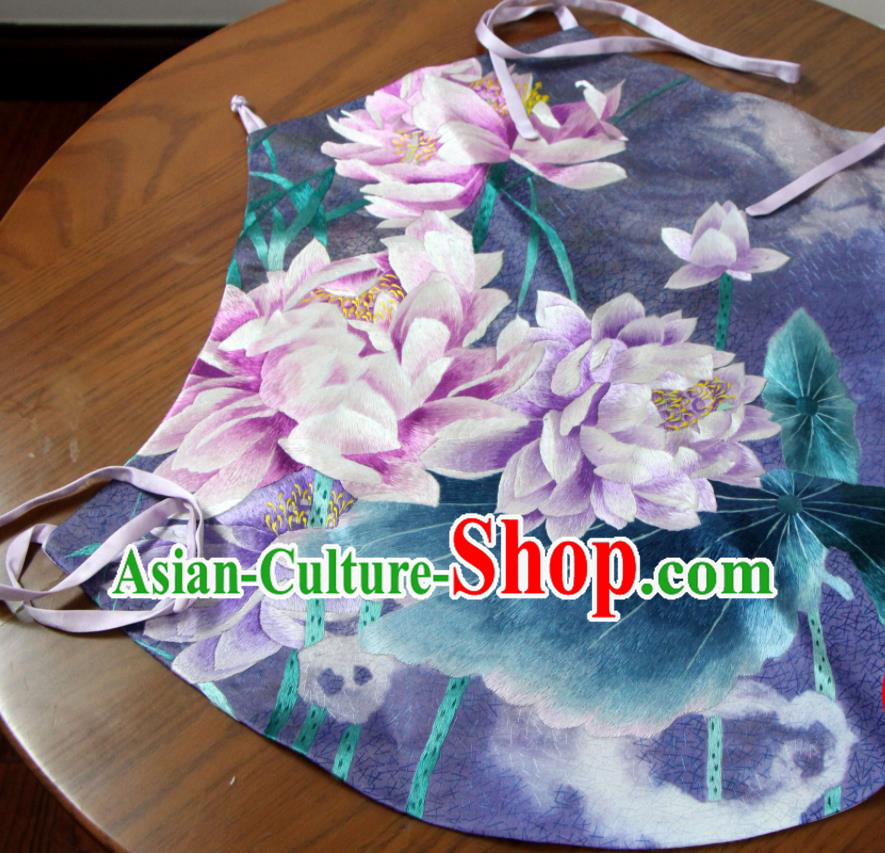 Chinese National Woman Undergarment Suzhou Embroidered Lotus Bellyband Traditional Purple Silk Stomachers Clothing