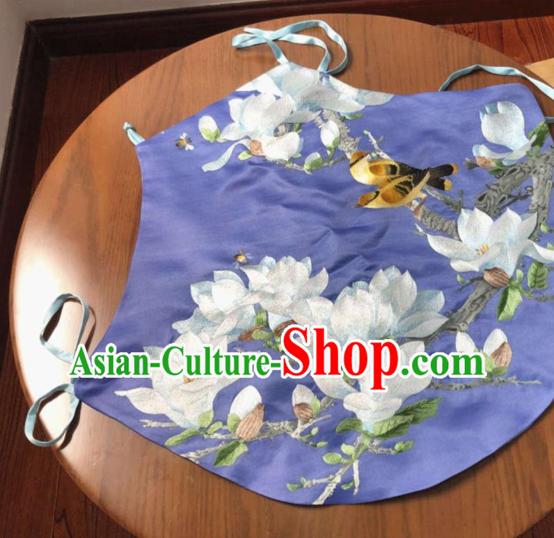 Chinese Traditional Purple Silk Stomachers Clothing National Woman Undergarment Suzhou Embroidered Mangnolia Bellyband