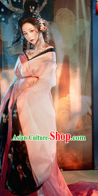 China Traditional Tang Dynasty Imperial Concubine Historical Clothing Ancient Court Beauty Pink Hanfu Dress Garments for Women