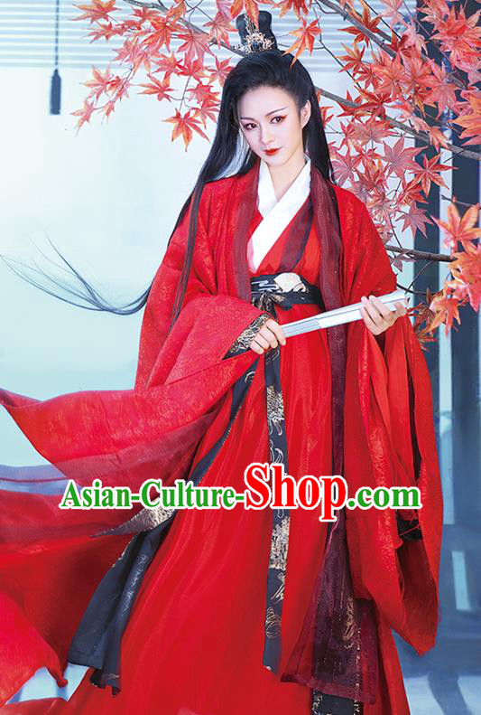 China Traditional Jin Dynasty Young Childe Historical Garment Costumes Ancient Swordsman Red Hanfu Clothing for Men
